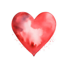 Watercolor illustration of red heart isolated on white background