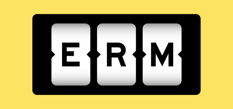 Black color in word ERM (Abbreviation of Enterprise risk management) on slot banner with yellow color background