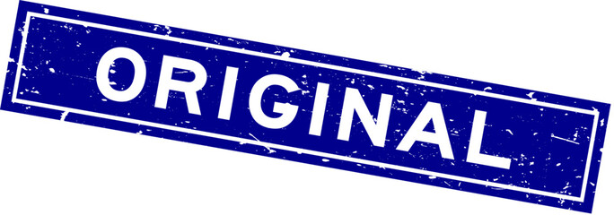 Fototapeta premium Grunge blue original word square rubber seal stamp on white background