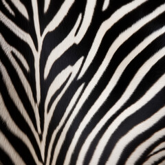 Closeup of a zebras hair with symmetrical black and white stripes , generated by AI