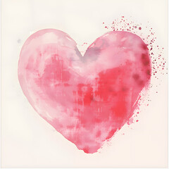 Watercolor illustration of pink heart isolated on white background