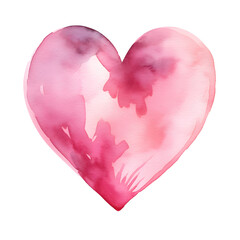 Watercolor illustration of pink heart isolated on white background