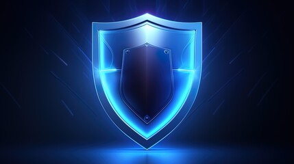Background Modern 3d illustration of blue shield for protection