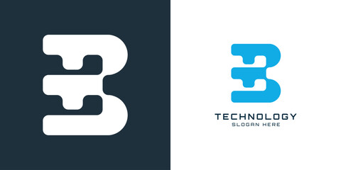 Technology B Logo Template Vector Icon Illustration Design