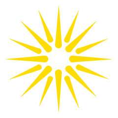 Yellow sun icon isolated on transparent background