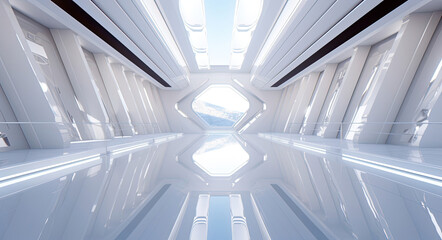 Obraz premium Futuristic Looking Room With White Walls and Floors