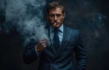 Foto op Aluminium man in suit smoking a cigarette © olegganko