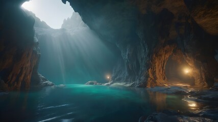 Fototapeta premium Heaven Lake in Cave Background Very Cool