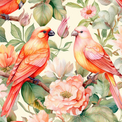 Painting of Two Birds Sitting on a Branch