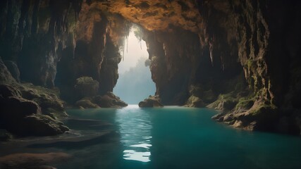 Obraz premium Heaven Lake in Cave Background Very Cool