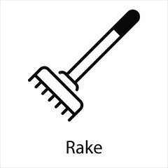 Rake Icon vector, Such Line sign as autumn, Submission of autumn icons. Vector Computer Isolated Pictograms for Web on White Background Editable Stroke stock illustration