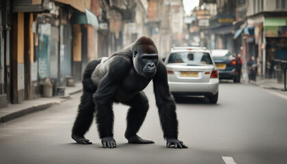Photo of a gorilla on the street