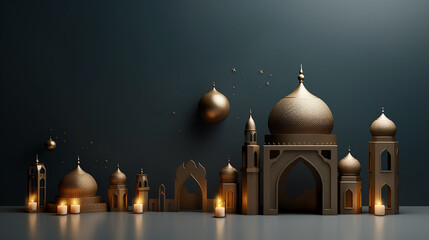 3d islamic holiday banner ramadan 3d background. simple elegant islamic background