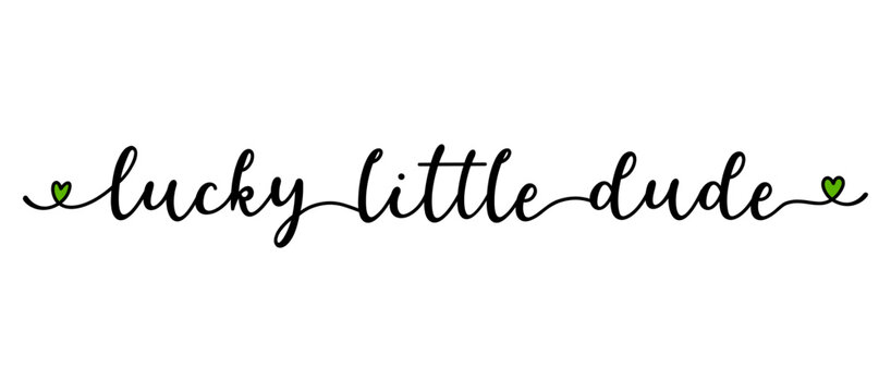 Lucky little dude handdrawn lettering quote isolated on white