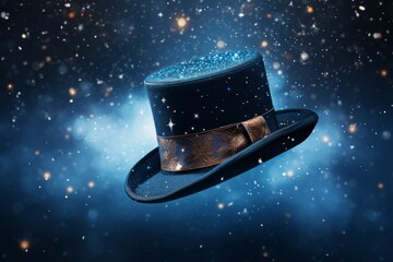The magician's top hat mesmerizes the audience with its enchanting magic trick, illuminated by radiant stage lights against a fantastical backdrop. Generative AI.