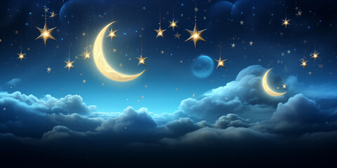 Ramadan sky stars moon background landscape