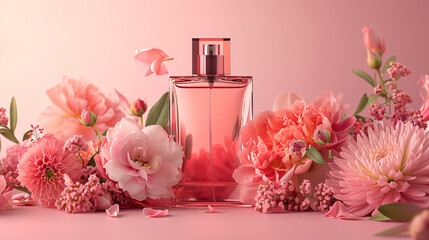 bottle of perfume and rose