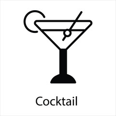 Cocktail  Icon vector, Such Line sign as autumn, Submission of autumn icons. Vector Computer Isolated Pictograms for Web on White Background Editable Stroke stock illustration