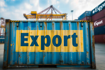 containers with word &ldquo;Export&rdquo; place in shipping  points at ports, international shipping products and logistic