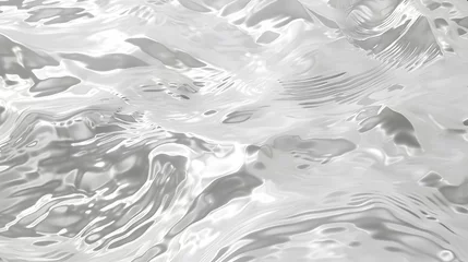 Foto op Aluminium White water wave light surface overlay background. 3d clear ocean surface pattern with reflection effect backdrop. Marble desaturated texture. Sunny aqua ripple movement with shiny refraction  © Ziyan