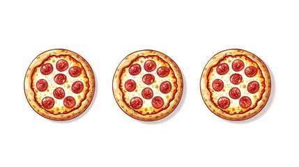 Pizza en part sur fond blanc, dessin façon icône, logo, illustration ia générative - obrazy, fototapety, plakaty
