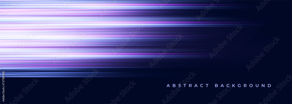 Poster vector dark blue wide modern abstract technology background with purple glowing high-speed and movem