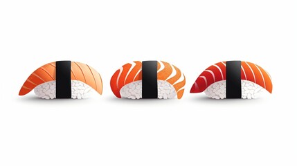 sushis japonais, dessin façon logo ou icônes minimaliste, sur fond blanc, illustration ia générative