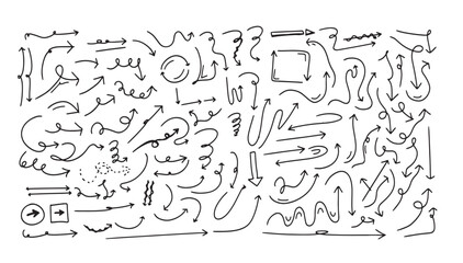 hand drawn arrows Collection.isolated on white background.