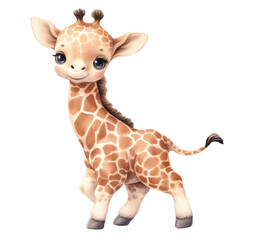 cute giraffe baby watercolor - 737183174