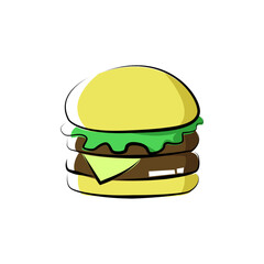 Cartoon burger vector isolated illustration