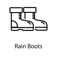 Rain Boots Icon vector, Such Line sign as autumn, Submission of autumn icons. Vector Computer Isolated Pictograms for Web on White Background Editable Stroke stock illustration