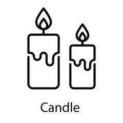 Candle  Icon vector, Such Line sign as autumn, Submission of autumn icons. Vector Computer Isolated Pictograms for Web on White Background Editable Stroke stock illustration