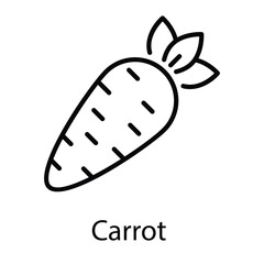 Carrot  Icon vector, Such Line sign as autumn, Submission of autumn icons. Vector Computer Isolated Pictograms for Web on White Background Editable Stroke stock illustration