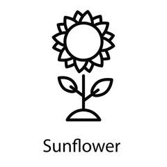 Sunflower  Icon vector, Such Line sign as autumn, Submission of autumn icons. Vector Computer Isolated Pictograms for Web on White Background Editable Stroke stock illustration
