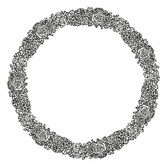 Flower frame. Coloring page for adults and children.