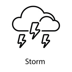 Storm  Icon vector, Such Line sign as autumn, Submission of autumn icons. Vector Computer Isolated Pictograms for Web on White Background Editable Stroke stock illustration