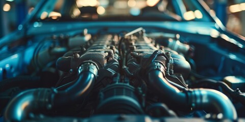 In-Depth Examination Of Automotive Ingenuity: Exploring The Intricacies Of A Car Engine - obrazy, fototapety, plakaty
