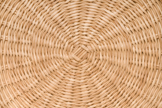 Eco background. Rattan weave circles. Beautiful brown rattan pattern background.