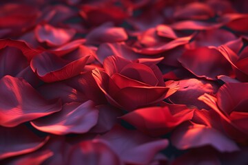 Artificial Intelligence Generated Valentines Background With Red Rose Petals
