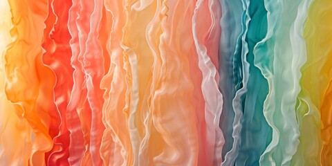 Vibrant Banner Cascades Effortlessly Against Soft Pastel Background, Ready For Your Customized Message
