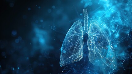 Human lung model with a of disease, A transparent lungs with a blue background, Human lungs concept of healthy lungs, generative ai - obrazy, fototapety, plakaty