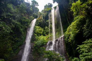 Waterfall in the forest in the jungle