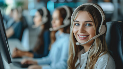 happy and smile expression woman call center operator