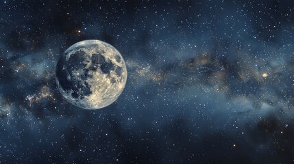 Obraz na płótnie Canvas Blue Moon. Super Full moon august. Moon bright. Stars. The background full of stars in the galaxy. 