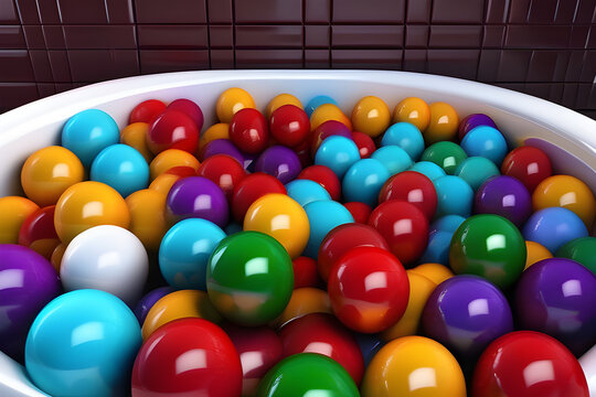 Banheira piscina divertida cheia de bolas coloridas 
