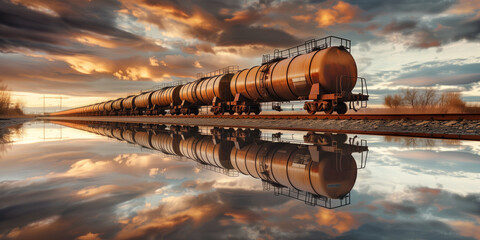 Oil Tank Train Delivering Fuel, Crucial Mode Of Transportation For Oil Distribution
