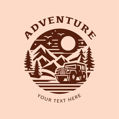 adventure jeep outdoor vector illustration logo