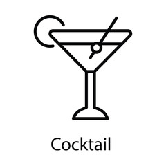 Cocktail  Icon vector, Such Line sign as autumn, Submission of autumn icons. Vector Computer Isolated Pictograms for Web on White Background Editable Stroke stock illustration