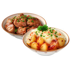 meatballs with potatoes, isolated on transparent background, png, Clipping Path, pen tool