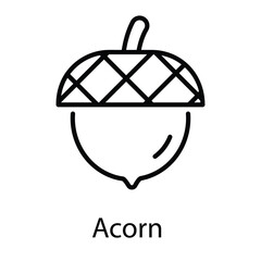 Acorn  Icon vector, Such Line sign as autumn, Submission of autumn icons. Vector Computer Isolated Pictograms for Web on White Background Editable Stroke stock illustration